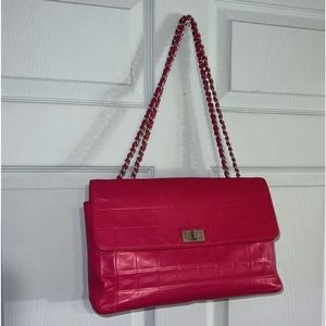 Chanel 2.55 Lambskin Quilted Chocolate Bar Pink Crossbody Shoulder Bag